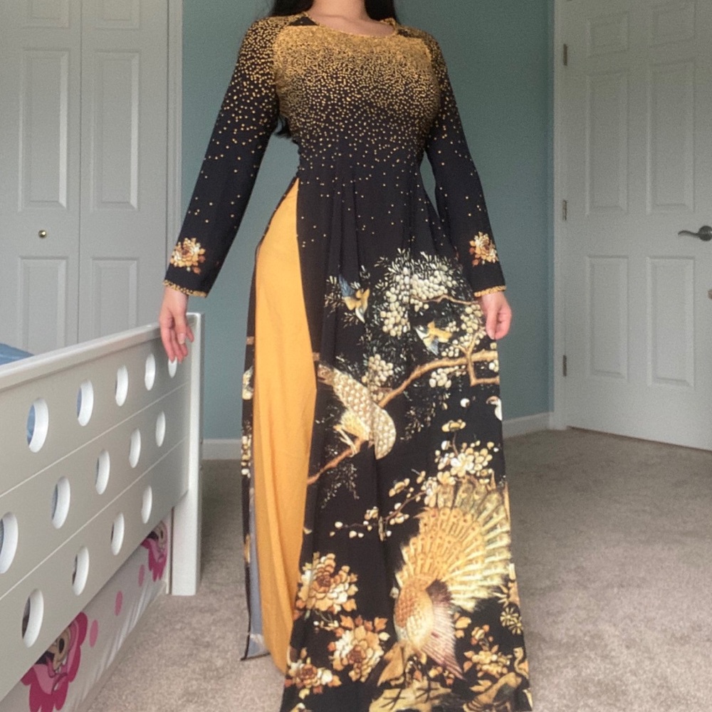 ✨Vietnamese Ao Dai Dress Floral Formal Gown